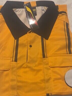 CHAMPION SPORTS Yellow & Black Referee Polo with Stripe Accents